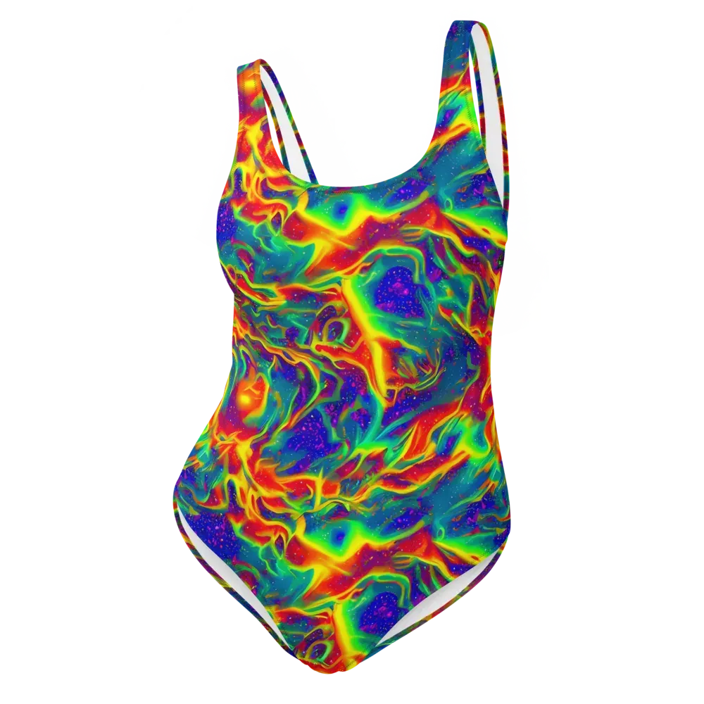 Nebula Symphony on One-Piece Swimsuit — Front
