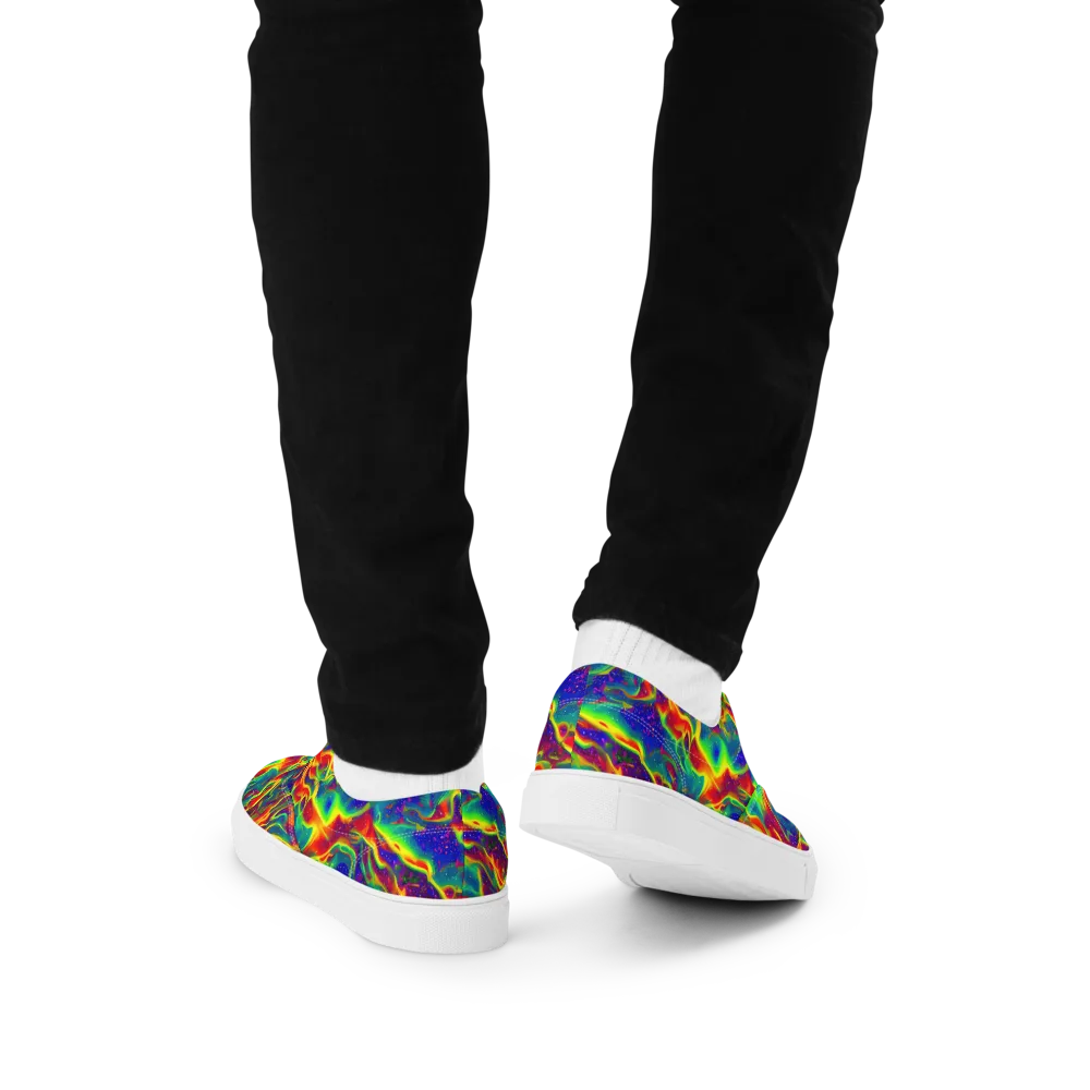 Nebula Symphony on Men's Lace-Up Canvas Shoes — Back