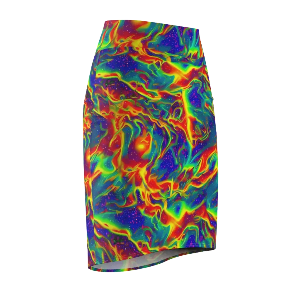 Nebula Symphony on Pencil Skirt — Front Side