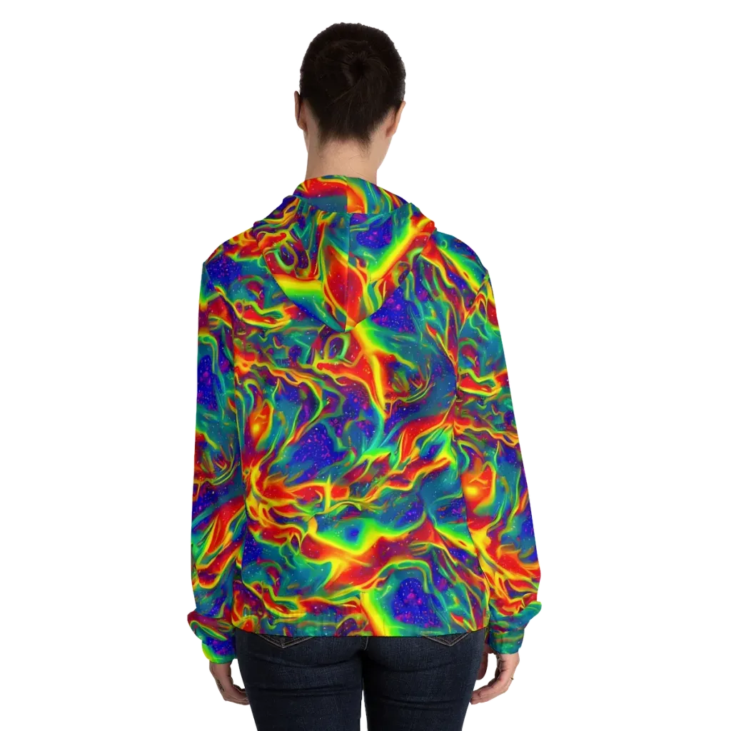 Nebula Symphony on Women's Full-Zip Hoodie — Back On Person