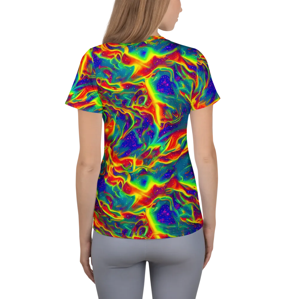 Nebula Symphony on Women's Athletic T-Shirt — Back