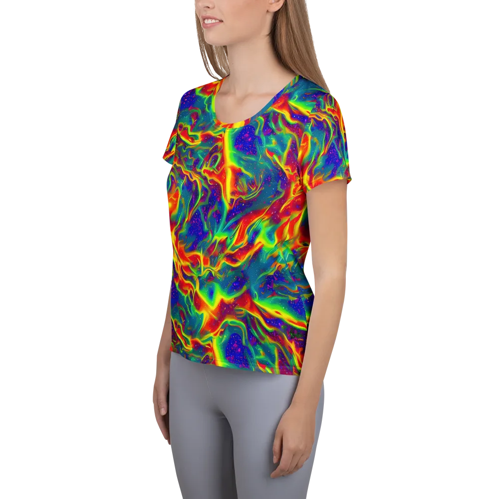Nebula Symphony on Women's Athletic T-Shirt — Left