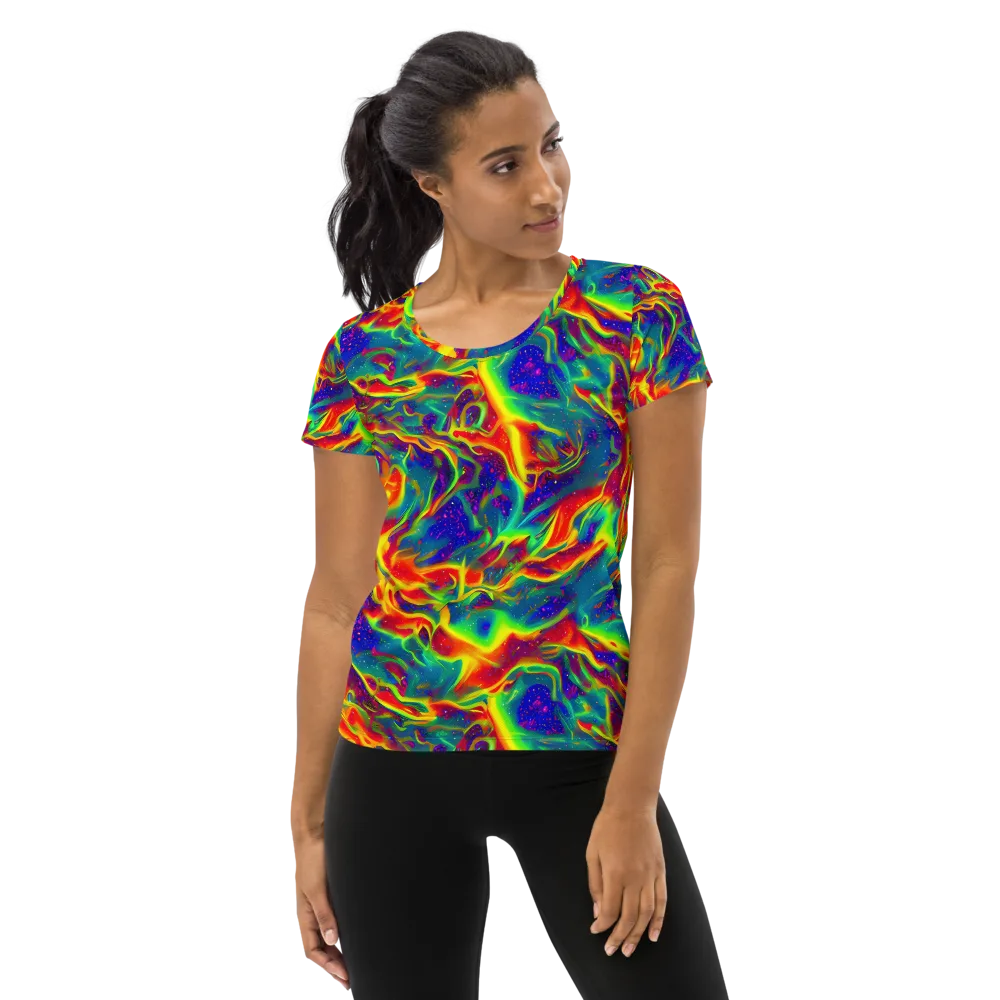 Nebula Symphony on Women's Athletic T-Shirt — Front