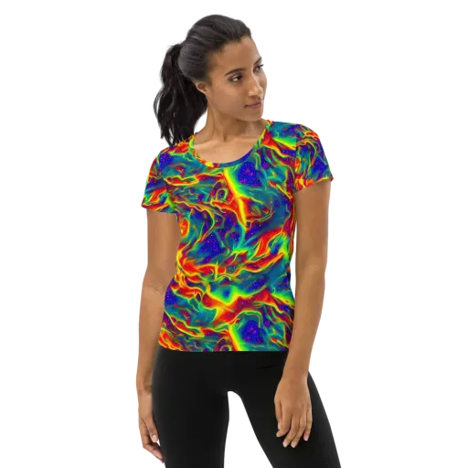 Nebula Symphony on a Women's Athletic T-Shirt
