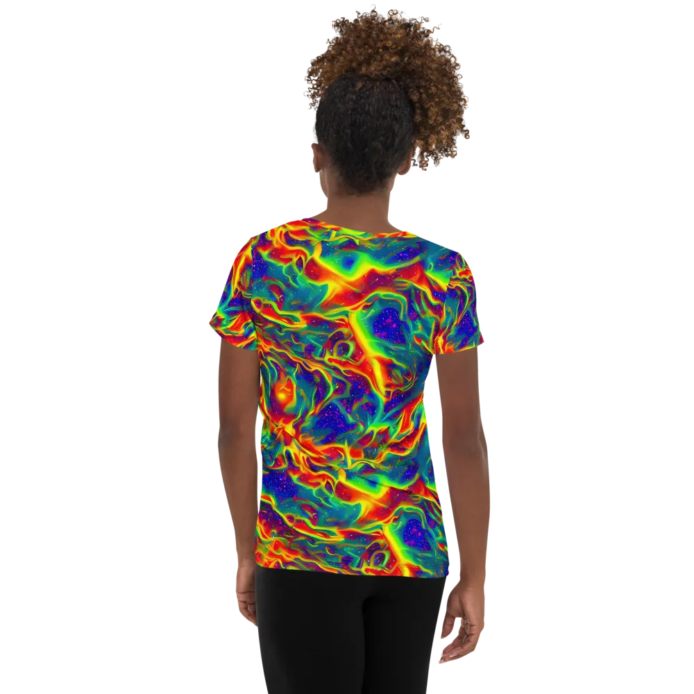 Nebula Symphony on Women's Athletic T-Shirt — Back