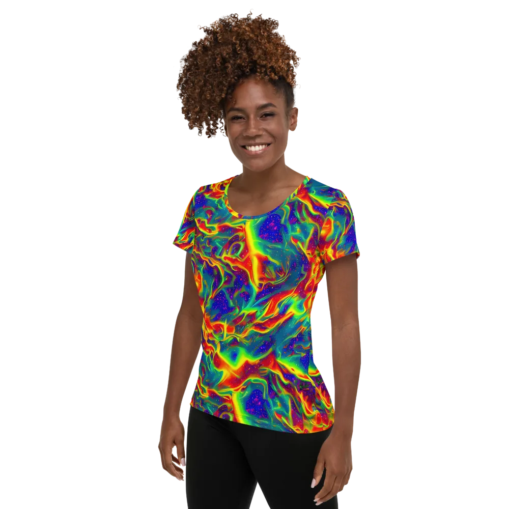 Nebula Symphony on Women's Athletic T-Shirt — Left