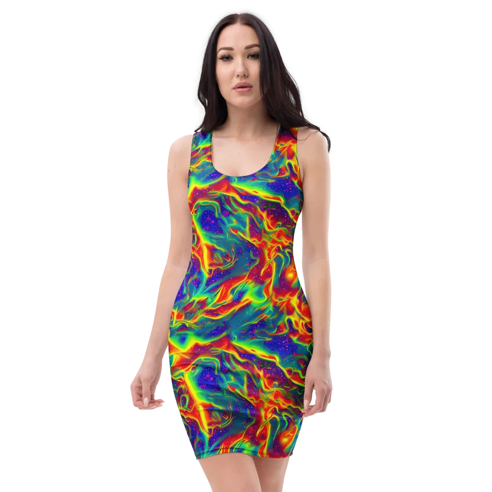 Nebula Symphony on Bodycon Dress — Front