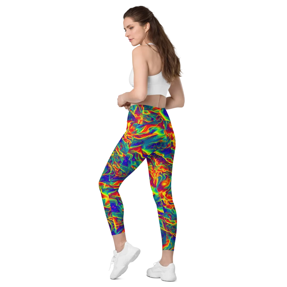 Nebula Symphony on Leggings with Pockets — Left Back