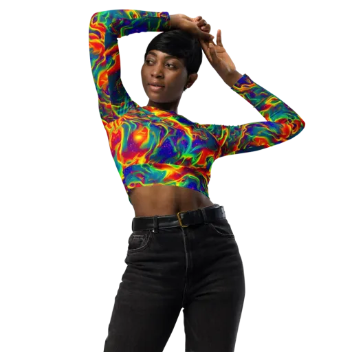 Nebula Symphony on a Long Sleeve Crop Top