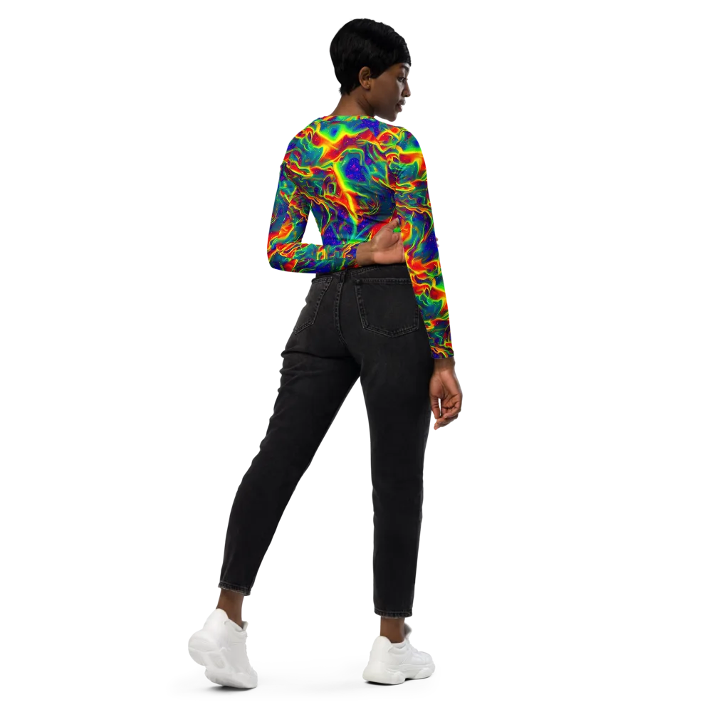 Nebula Symphony on Long Sleeve Crop Top — Right Back