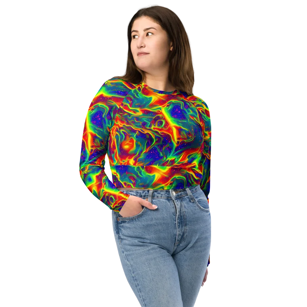 Nebula Symphony on Long Sleeve Crop Top — Front