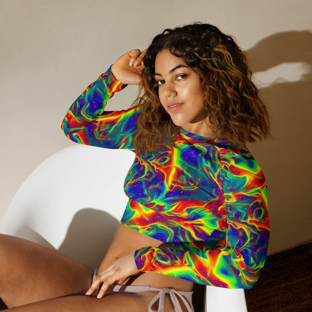 Nebula Symphony on Long Sleeve Crop Top — Left Front