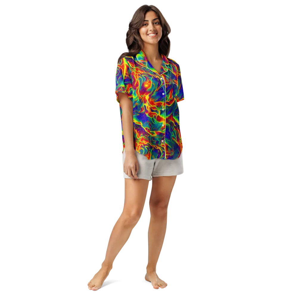 Nebula Symphony on Women's Short Sleeve Pajama Top — Front