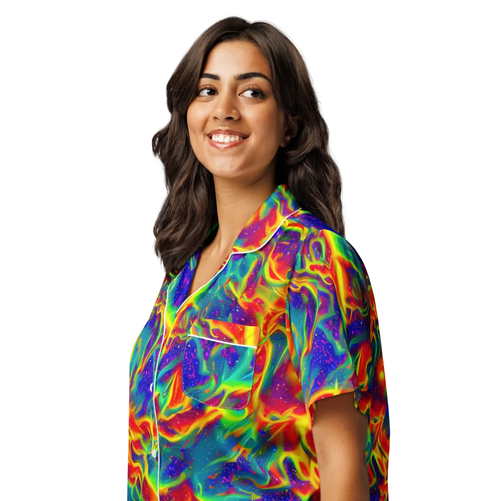 Nebula Symphony on Women's Short Sleeve Pajama Top — Left Front