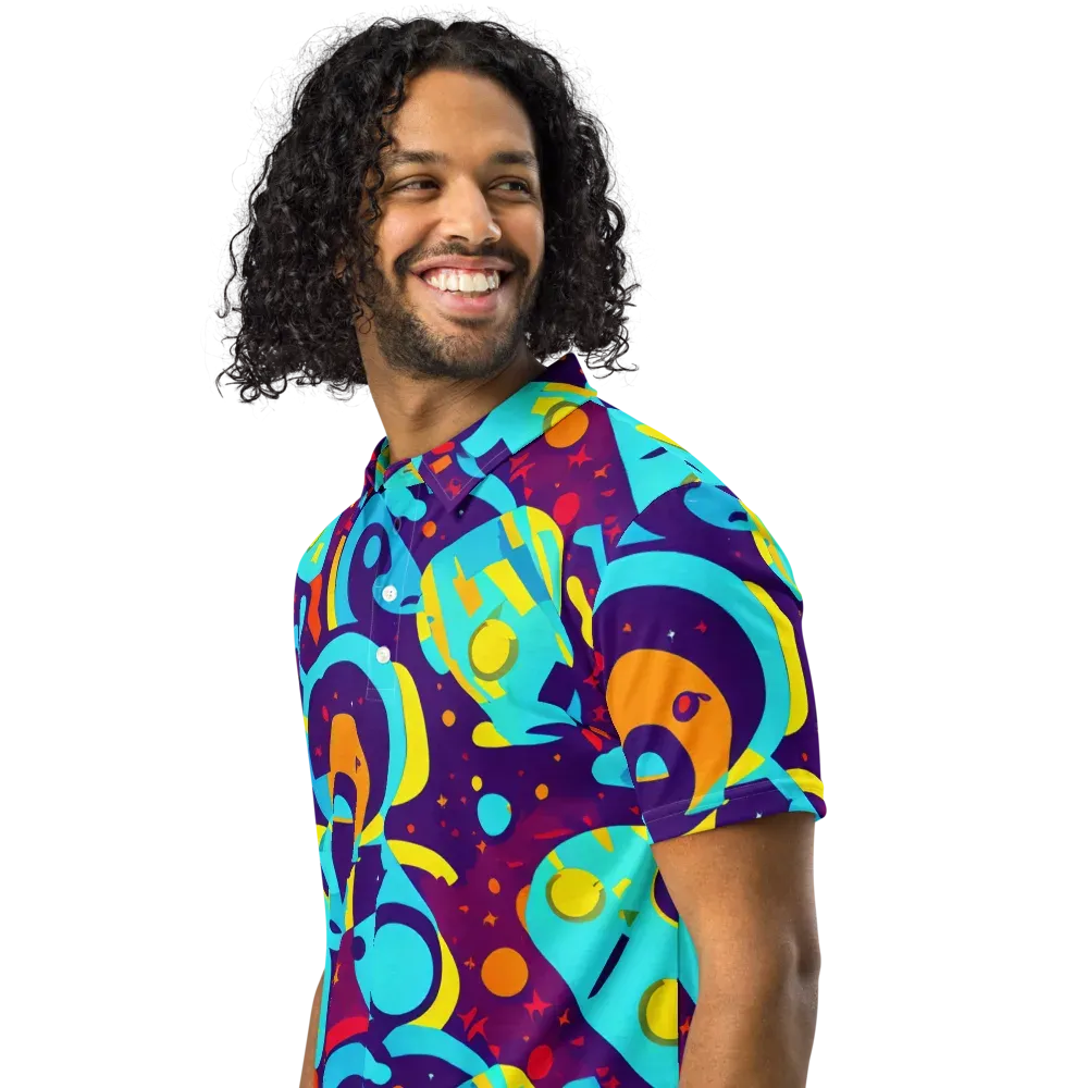 Gerace Geometry on Men's Slim Fit Polo Shirt — Left Front