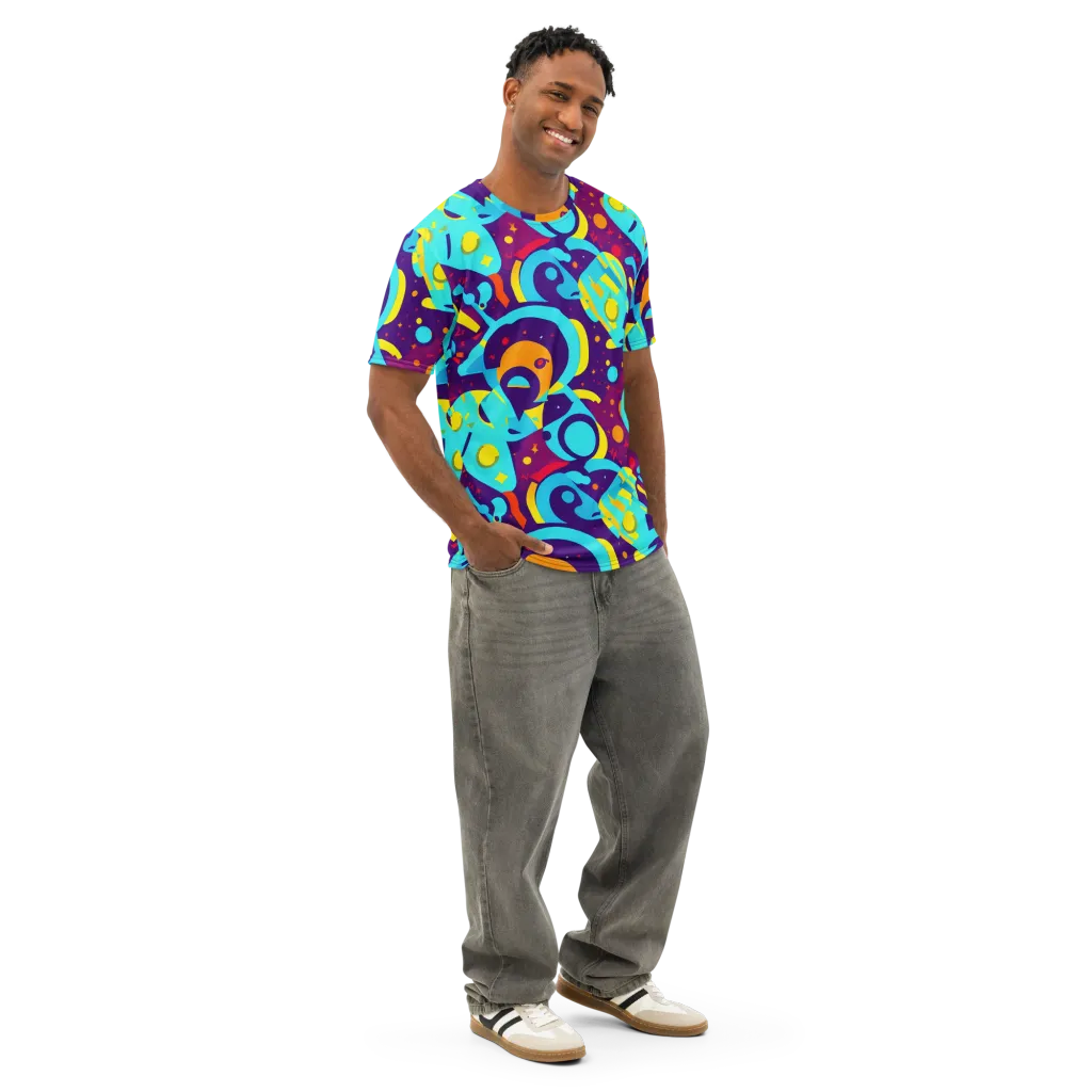 Gerace Geometry on Men's Cotton Crew Neck T-Shirt — Right Front