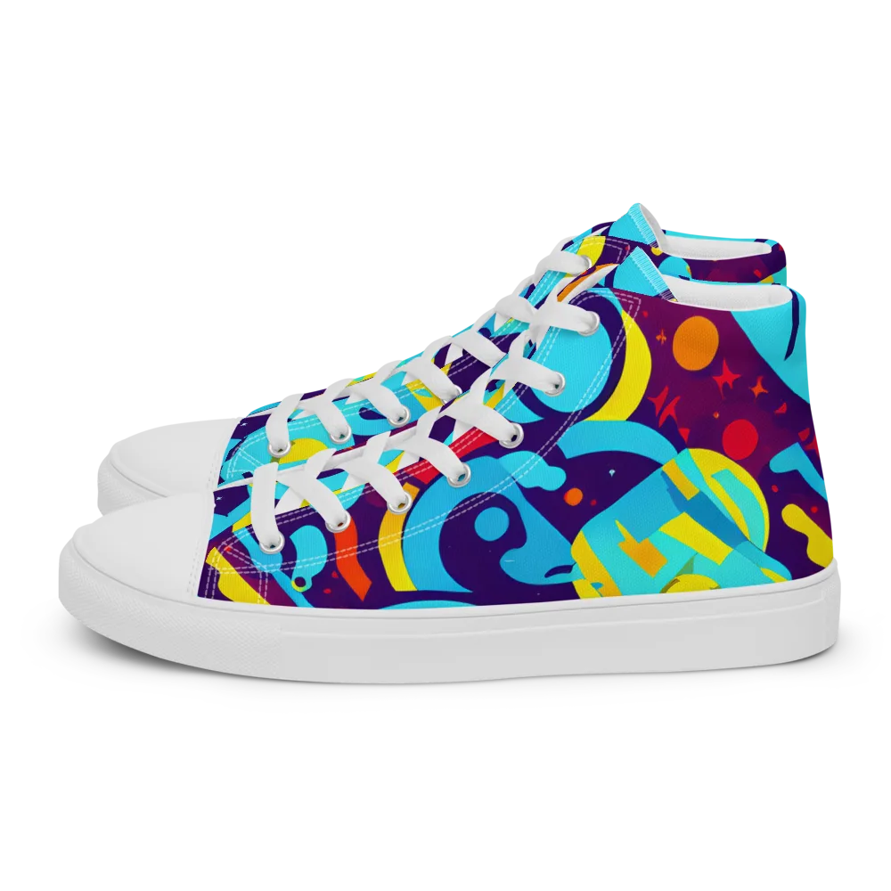 Gerace Geometry on Men's High Top Canvas Shoes — Left