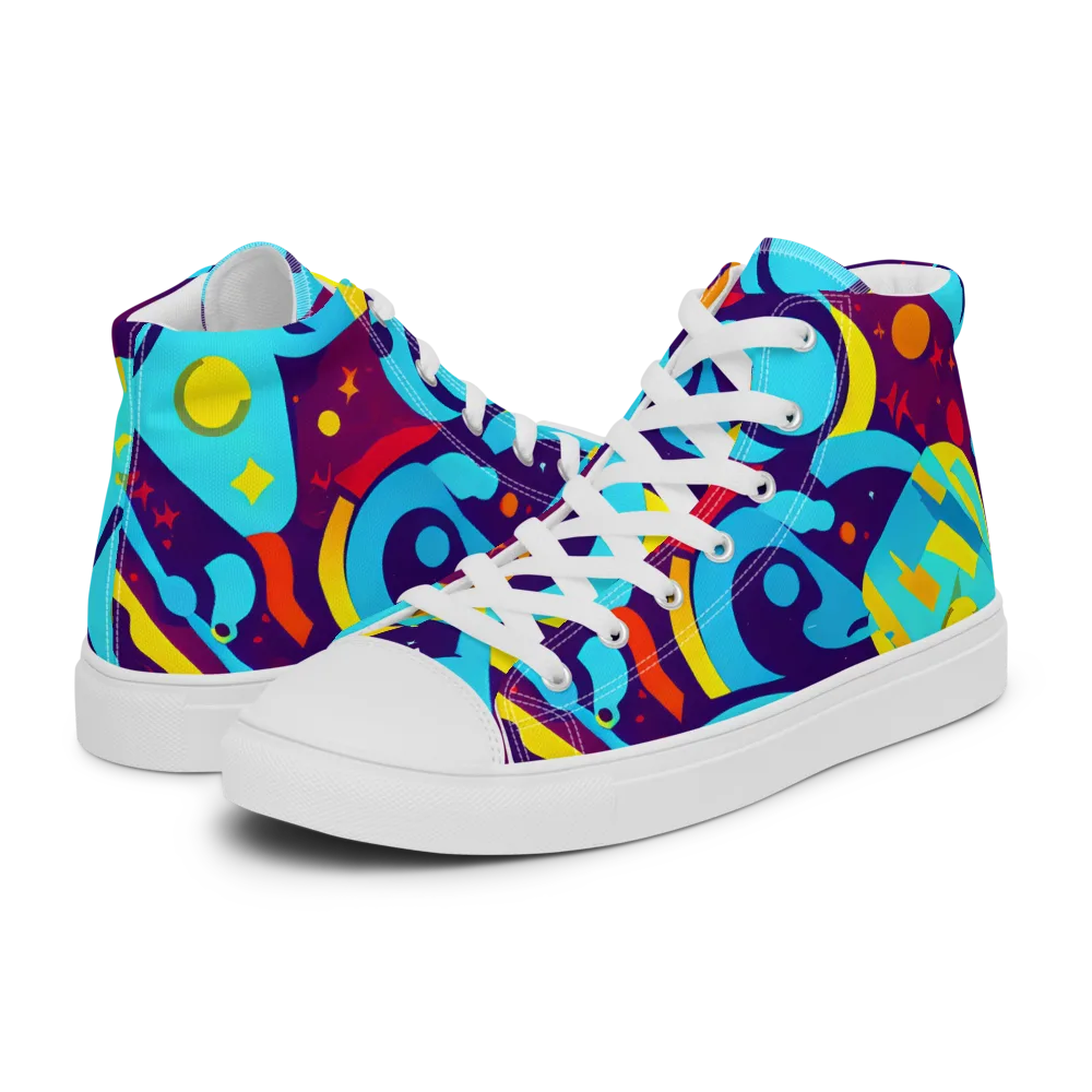 Gerace Geometry on Men's High Top Canvas Shoes — Left