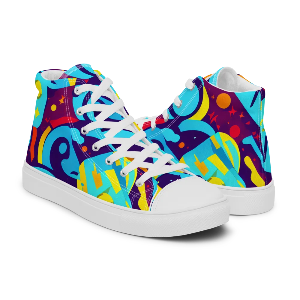 Gerace Geometry on Men's High Top Canvas Shoes — Right