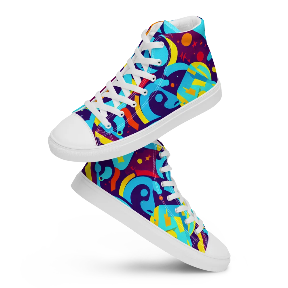 Gerace Geometry on Men's High Top Canvas Shoes — Front