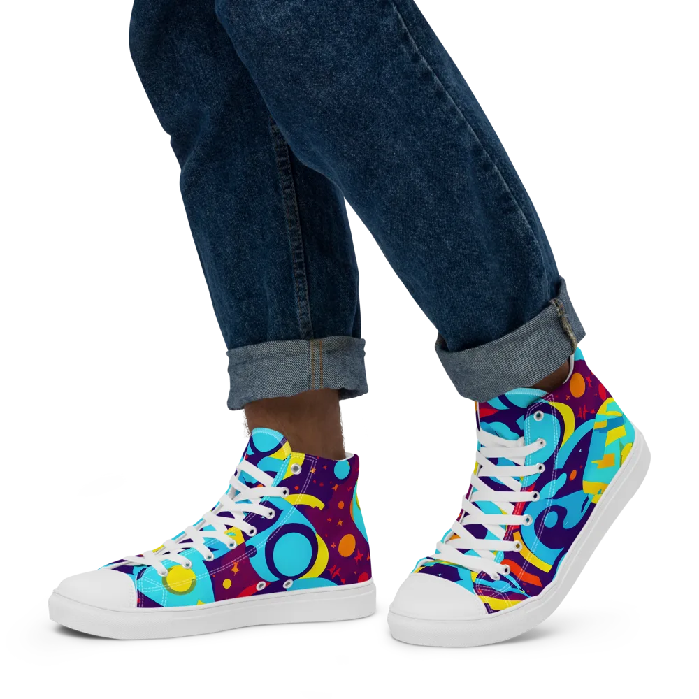 Gerace Geometry on Men's High Top Canvas Shoes — Left