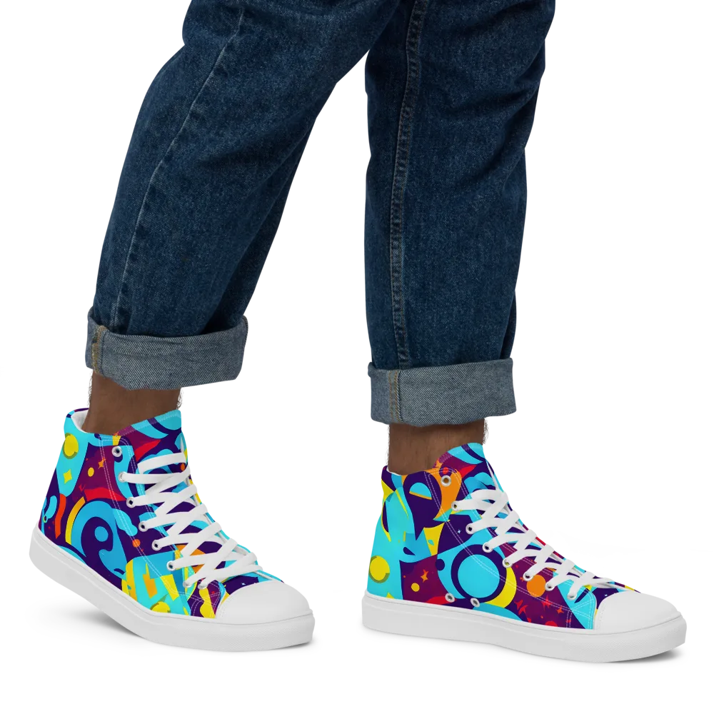 Gerace Geometry on Men's High Top Canvas Shoes — Right