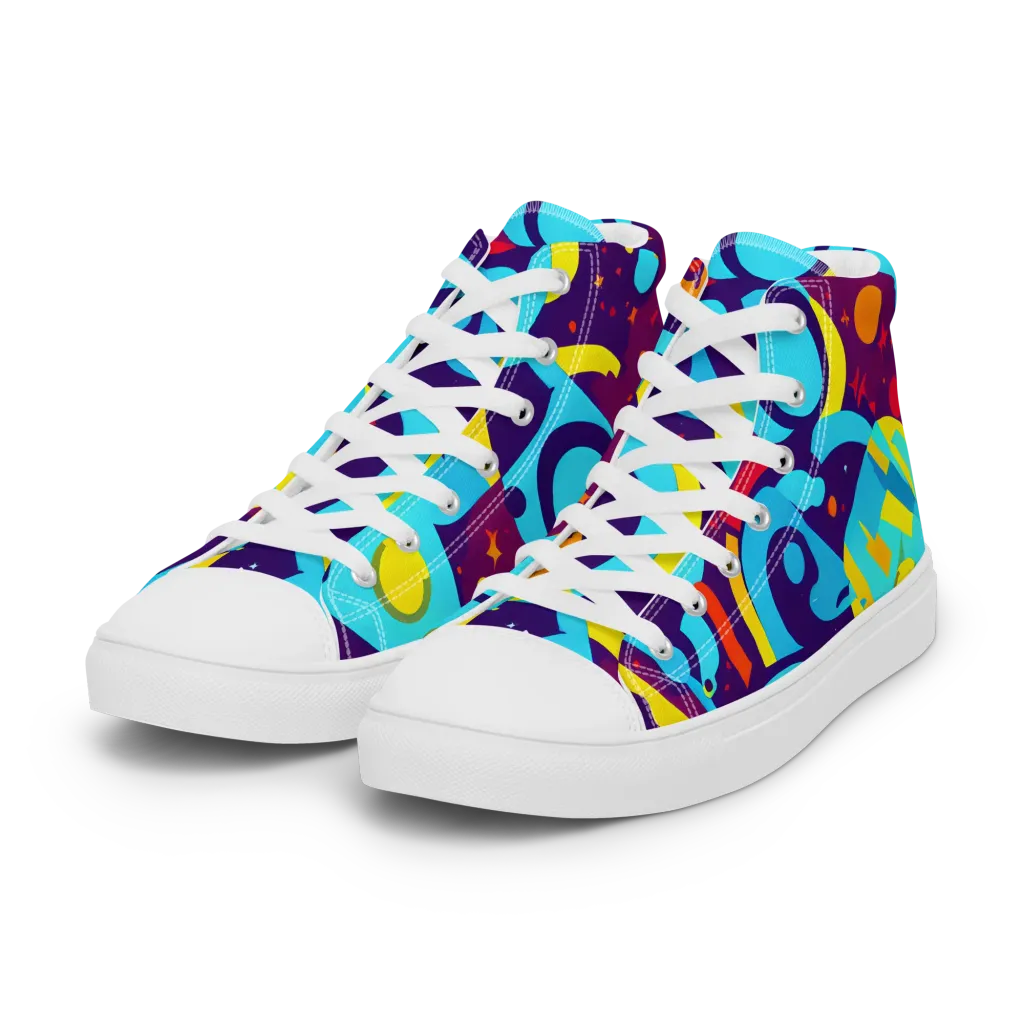 Gerace Geometry on Women's High Top Canvas Shoes — Left Front