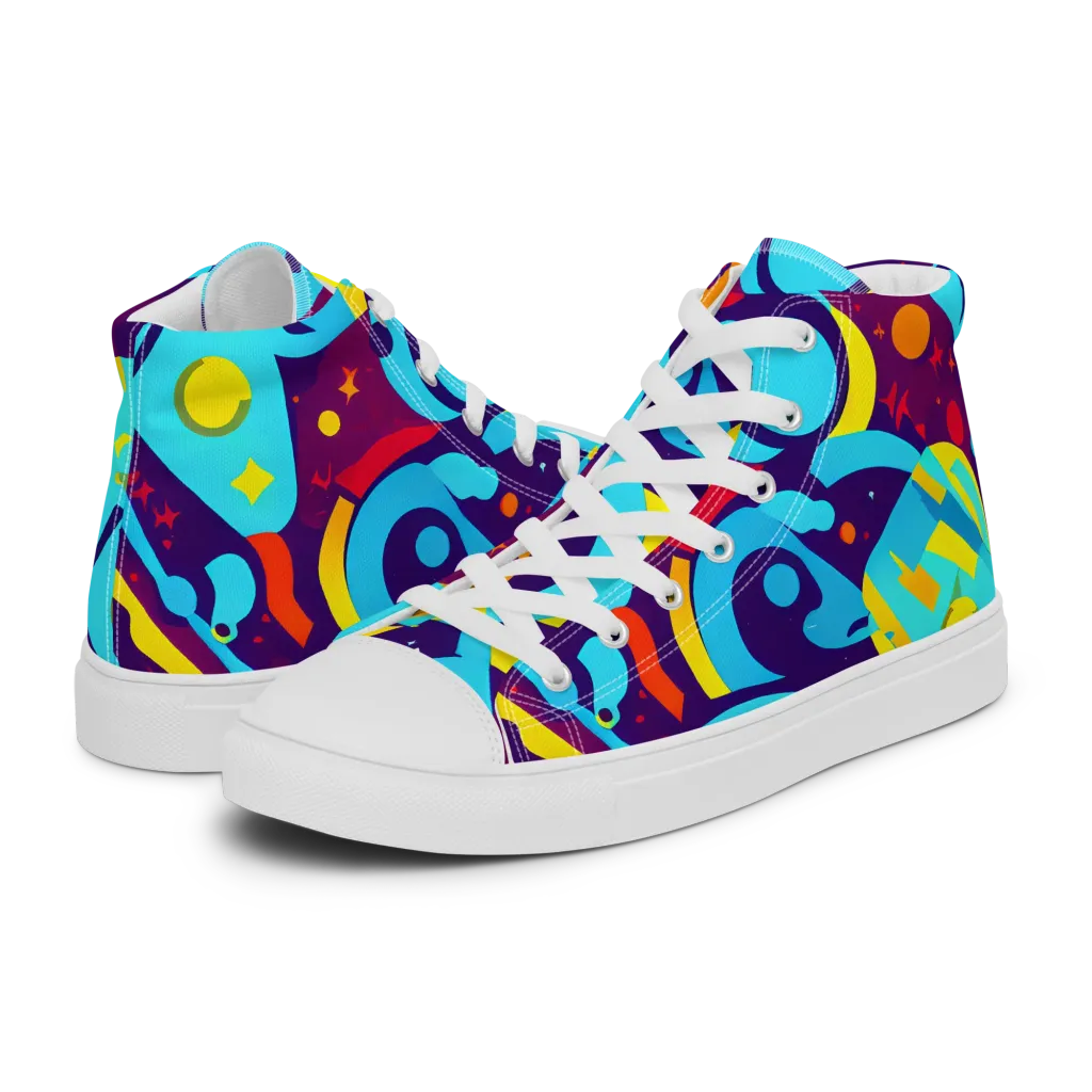 Gerace Geometry on Women's High Top Canvas Shoes — Left