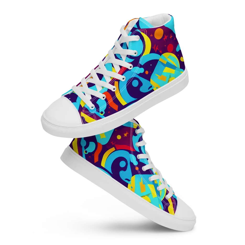 Gerace Geometry on Women's High Top Canvas Shoes — Front