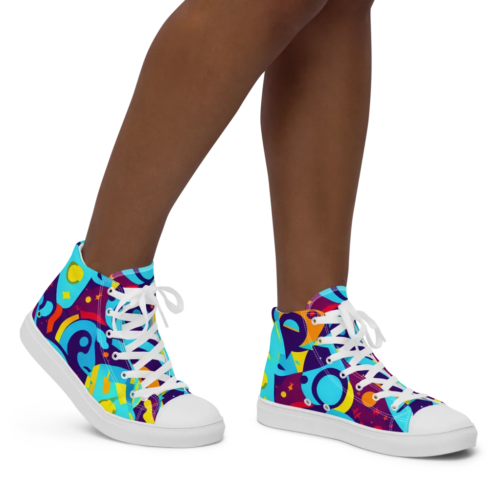 Gerace Geometry on Women's High Top Canvas Shoes — Right