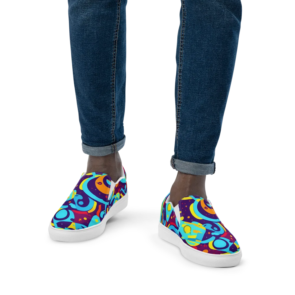 Gerace Geometry on Men's Slip-On Canvas Shoes — Front