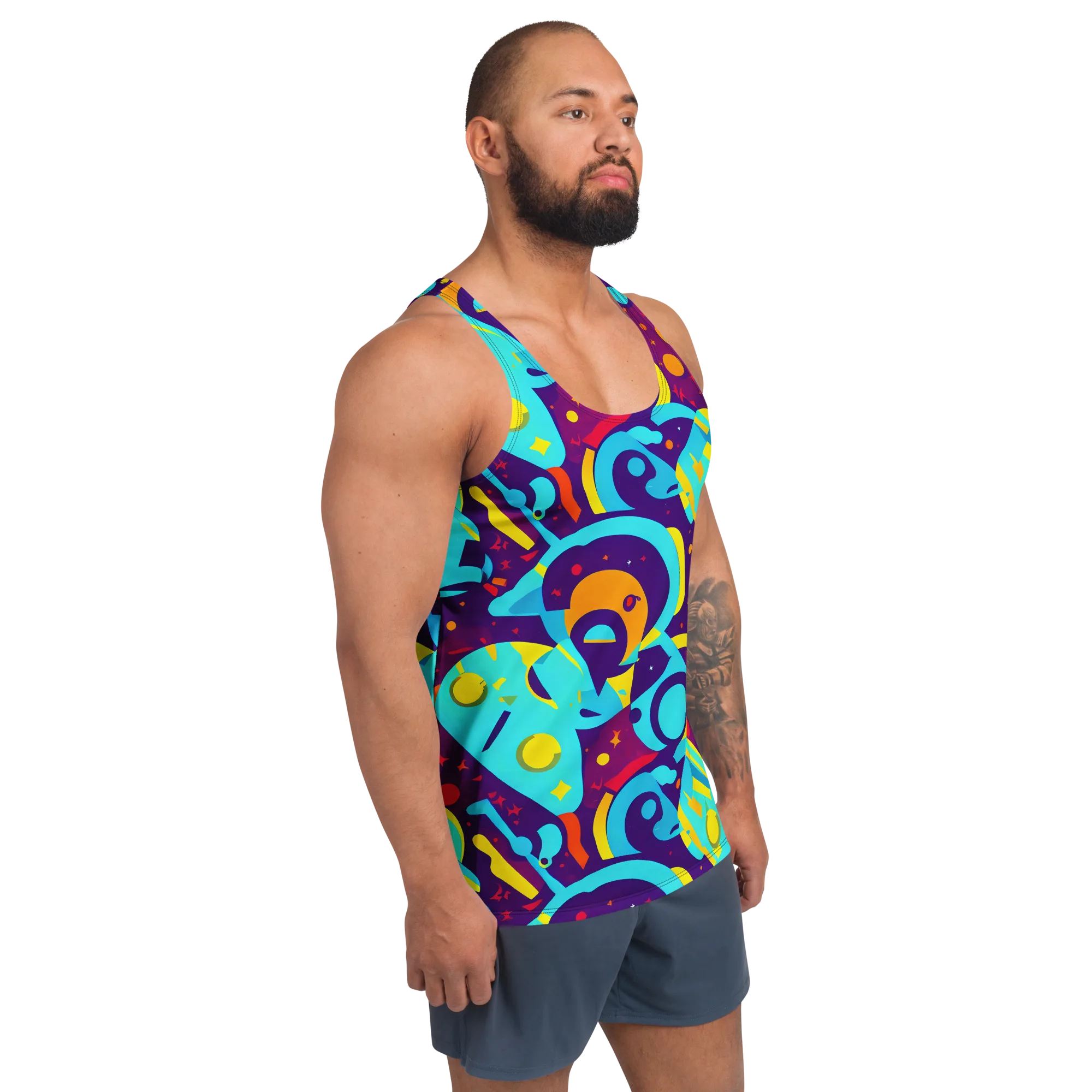 Gerace Geometry on Men's Tank Top — Right Front
