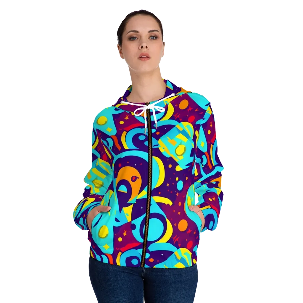 Gerace Geometry on Women's Full-Zip Hoodie — Front On Person