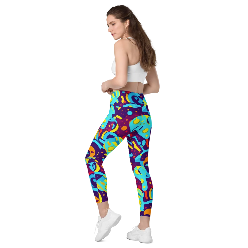 Gerace Geometry on Leggings with Pockets — Left Back