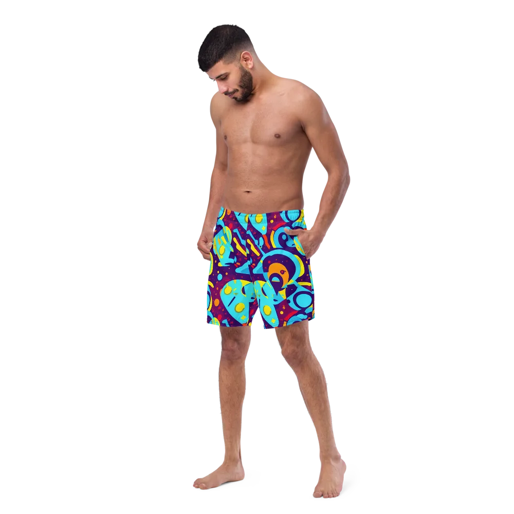 Gerace Geometry on Swim Trunks — Left Front