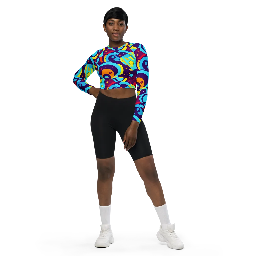 Gerace Geometry on Long Sleeve Crop Top — Front