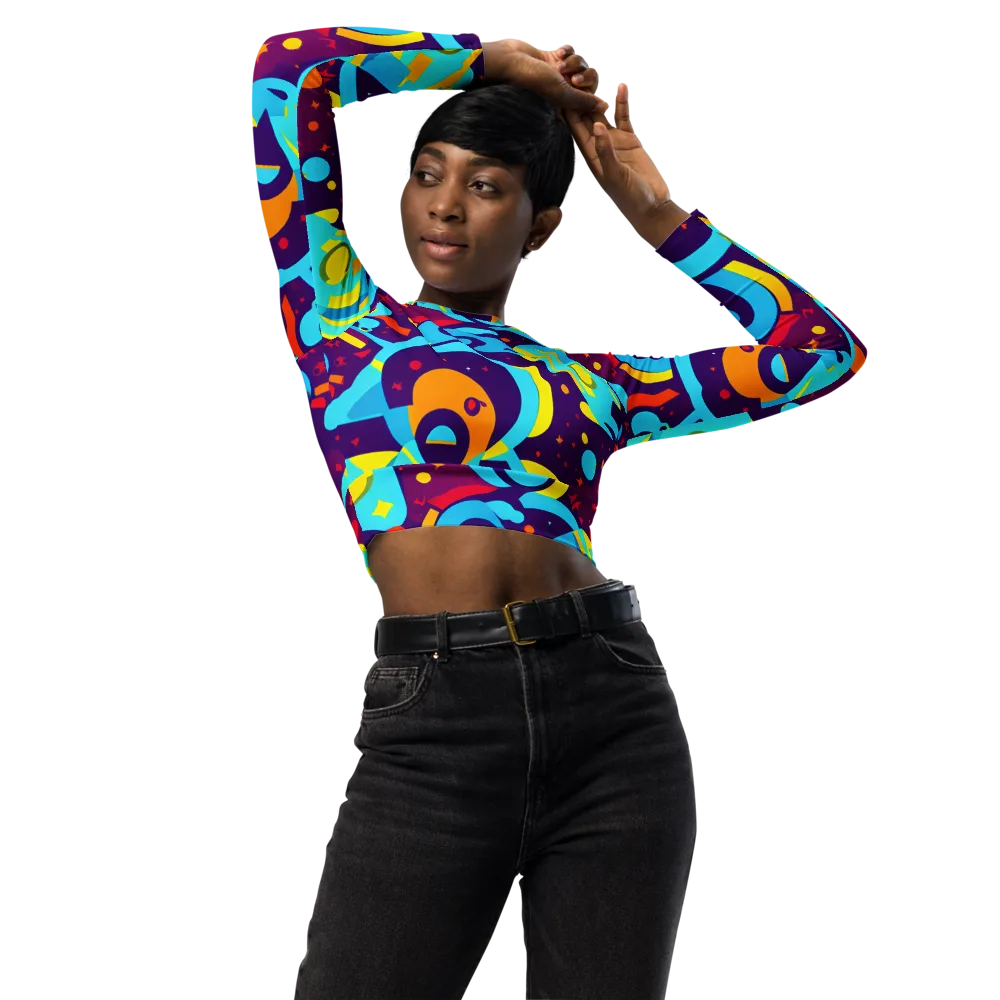 Gerace Geometry on Long Sleeve Crop Top — Front