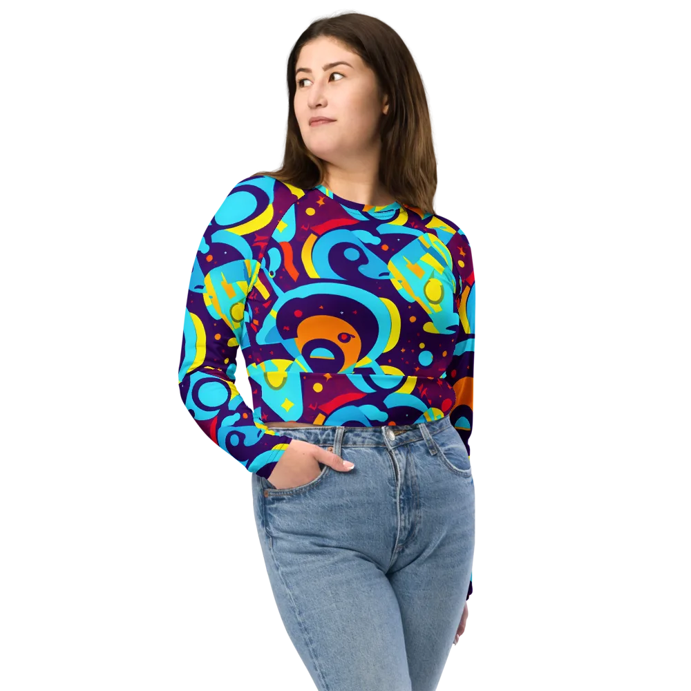 Gerace Geometry on Long Sleeve Crop Top — Front