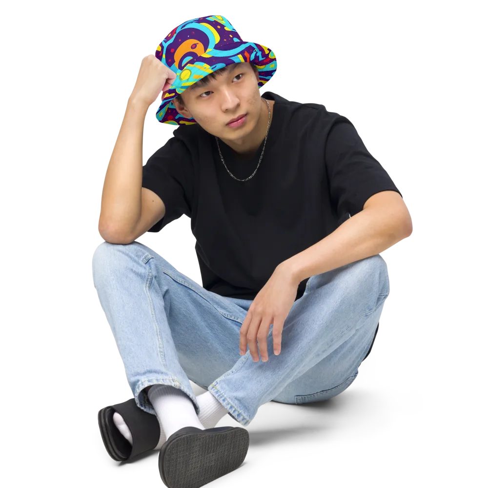 Gerace Geometry on Reversible Bucket Hat — Front 2 Inside