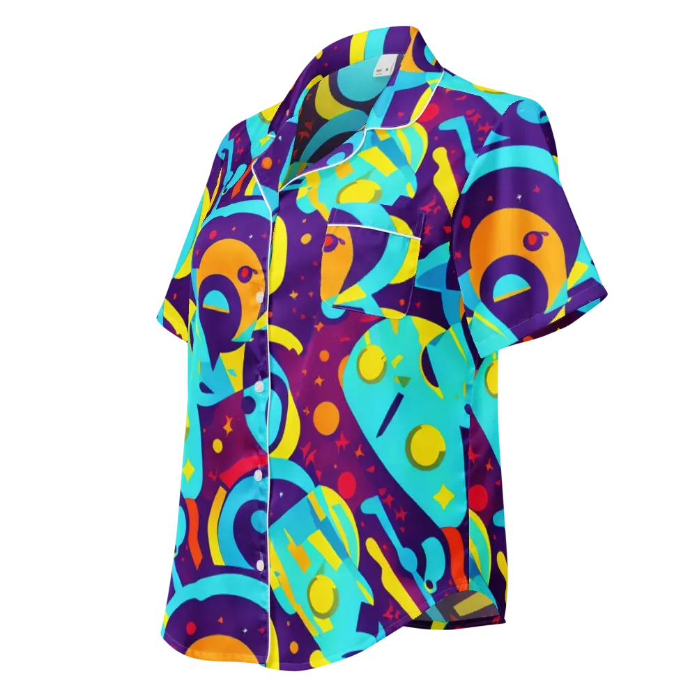 Gerace Geometry on Women's Short Sleeve Pajama Top — Left Front