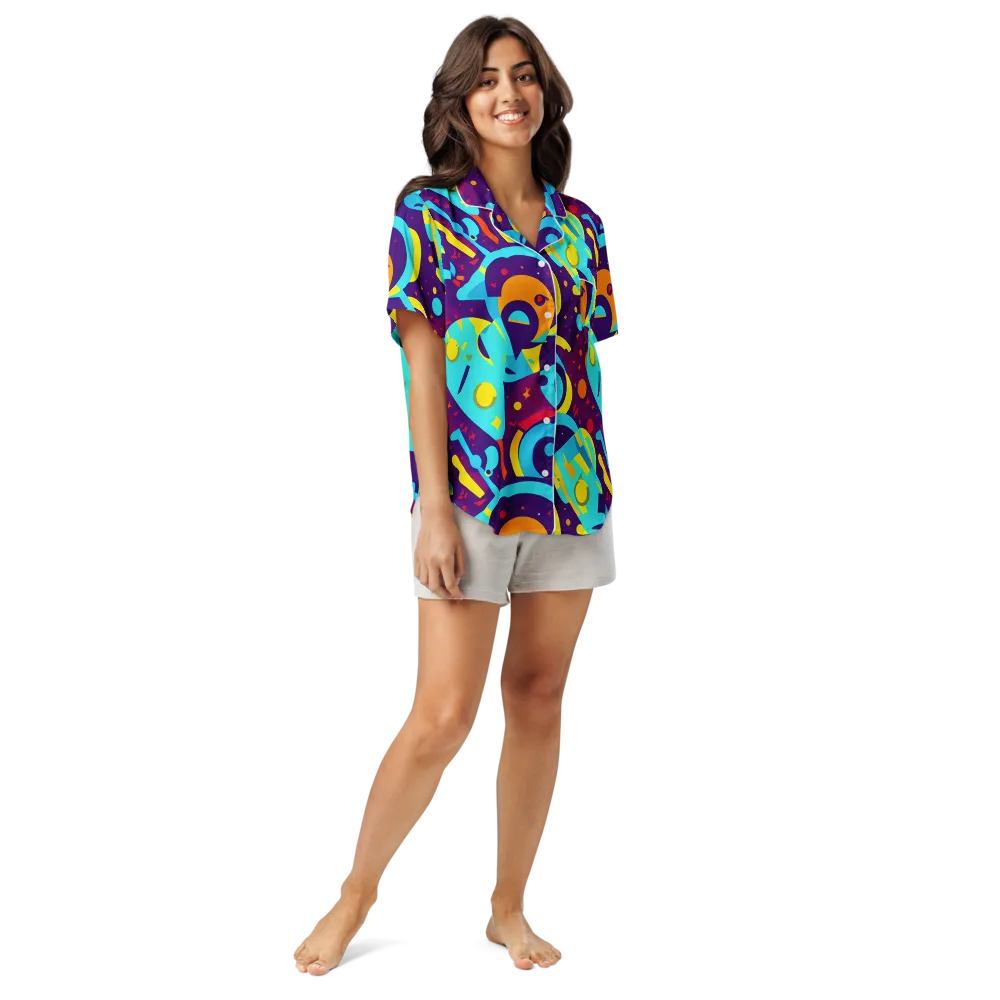 Gerace Geometry on Women's Short Sleeve Pajama Top — Front