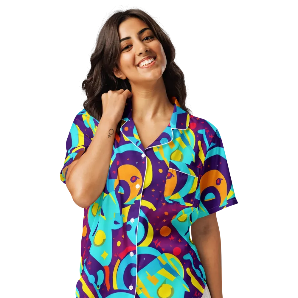 Gerace Geometry on Women's Short Sleeve Pajama Top — Front