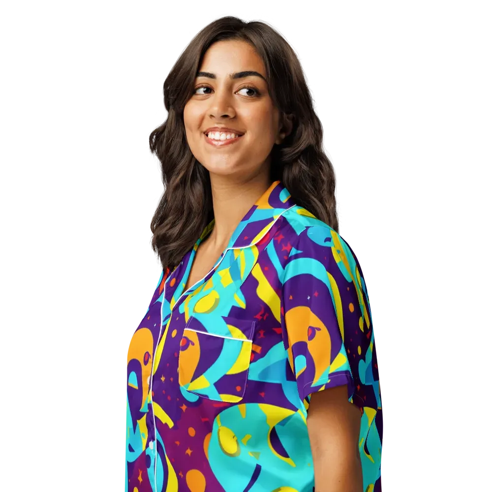 Gerace Geometry on Women's Short Sleeve Pajama Top — Left Front