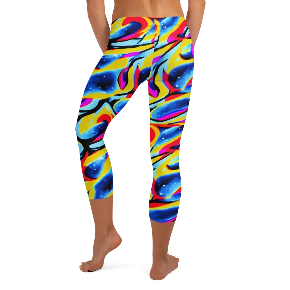 Electric Dreamscape on Capri Leggings — Back
