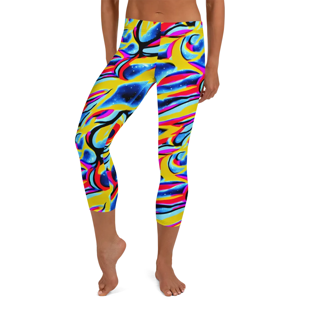 Electric Dreamscape on Capri Leggings — Front