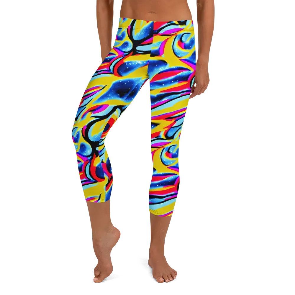 Electric Dreamscape on Capri Leggings — Front