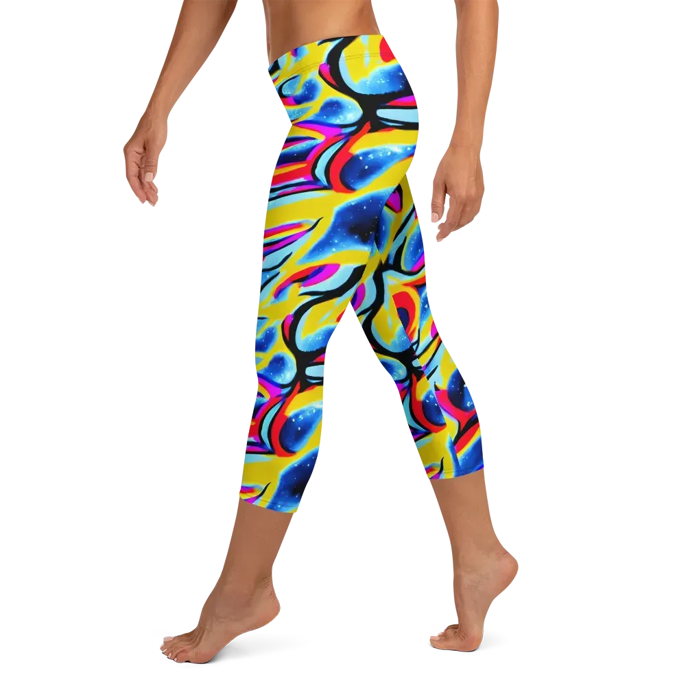 Electric Dreamscape on Capri Leggings — Left