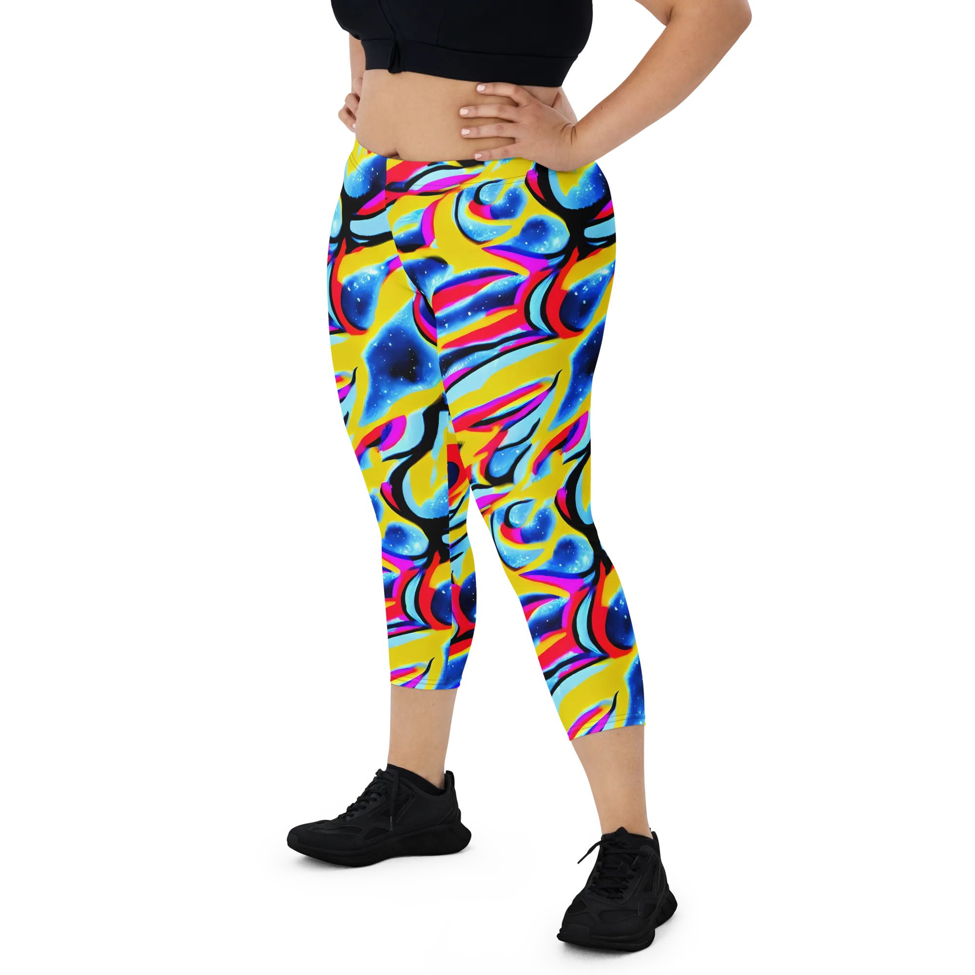 Electric Dreamscape on Capri Leggings — Front