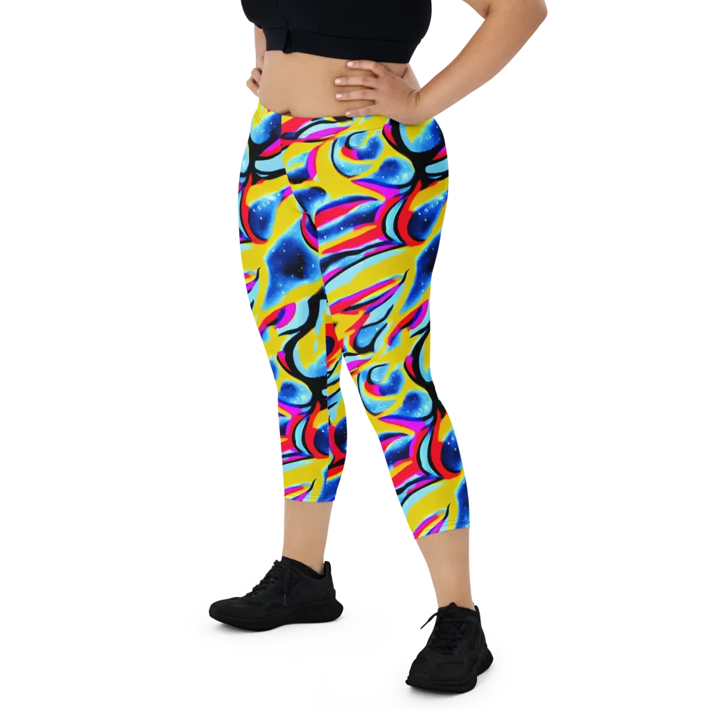 Electric Dreamscape on Capri Leggings — Front