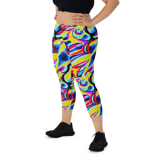 Electric Dreamscape on a Capri Leggings